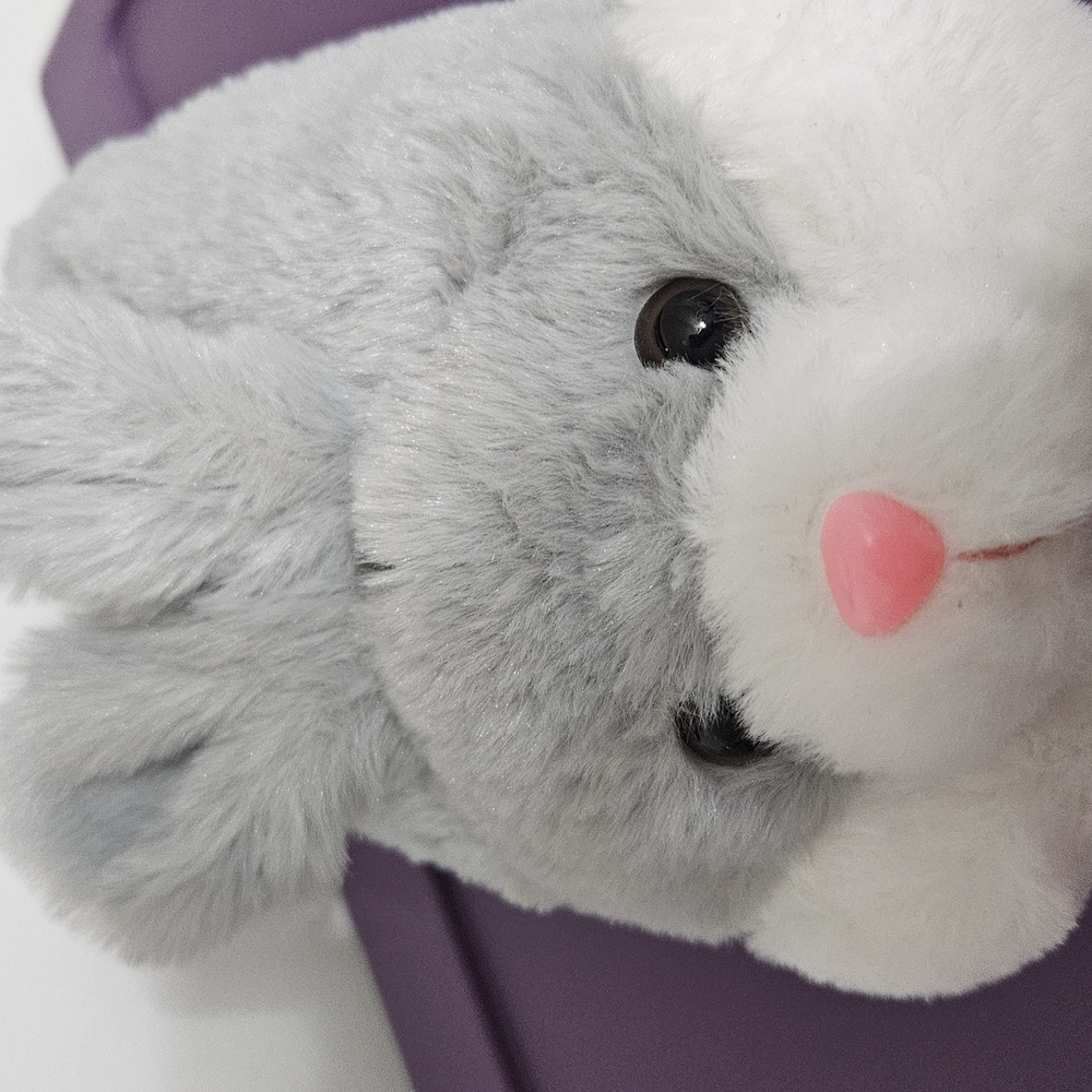 Gray and White Plush Bunny Toy